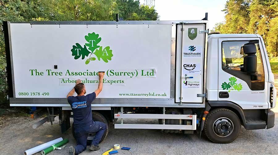 Van signwriting and vehicle graphics example in Surrey